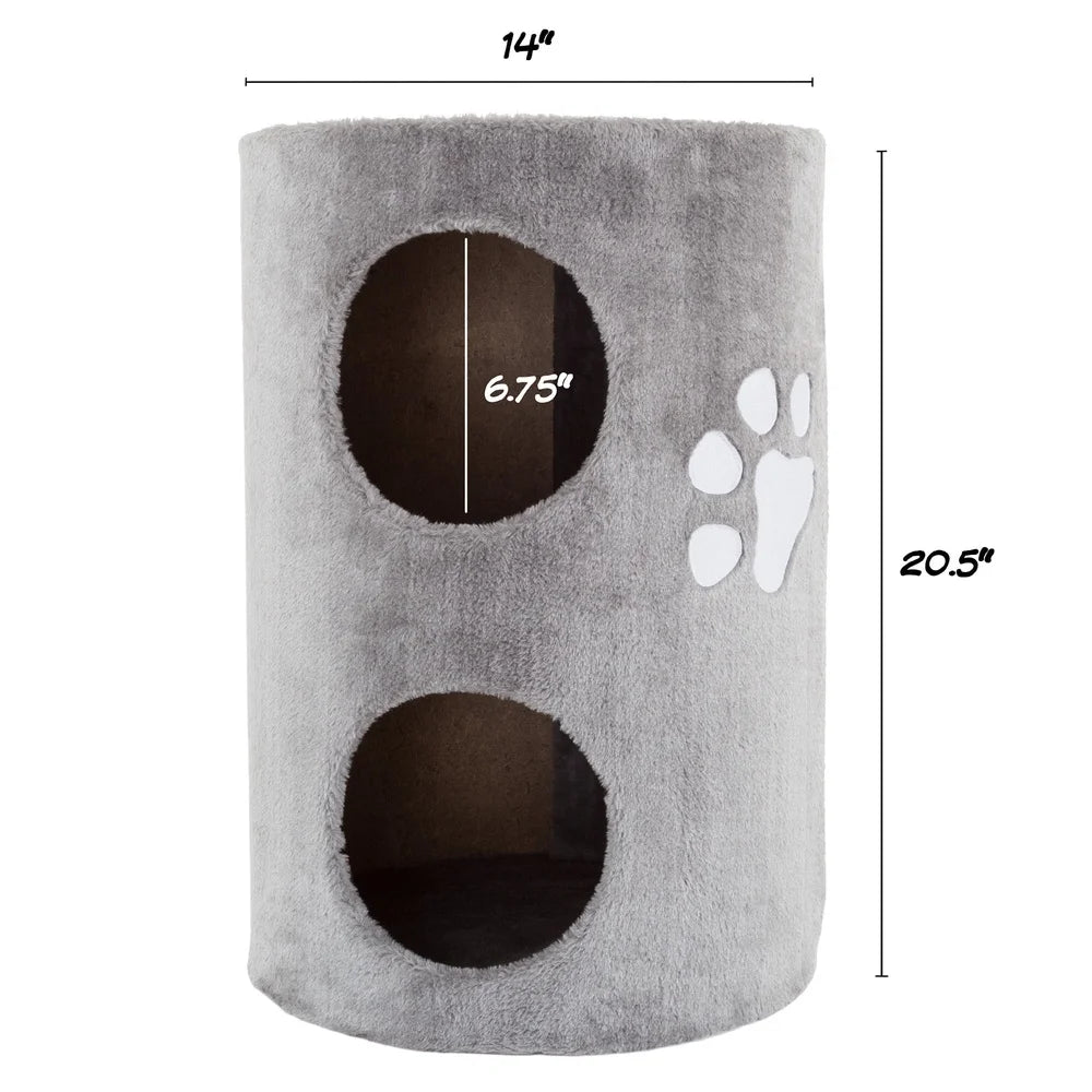 Two Story Cat Condo Scratching Tree With Multiple Entrances