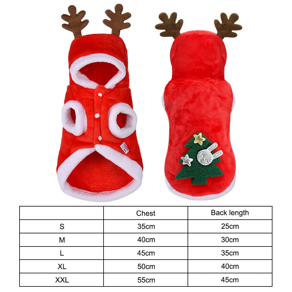 Alloet Christmas Elk Dog Hoodie Costume For Winter Warmth