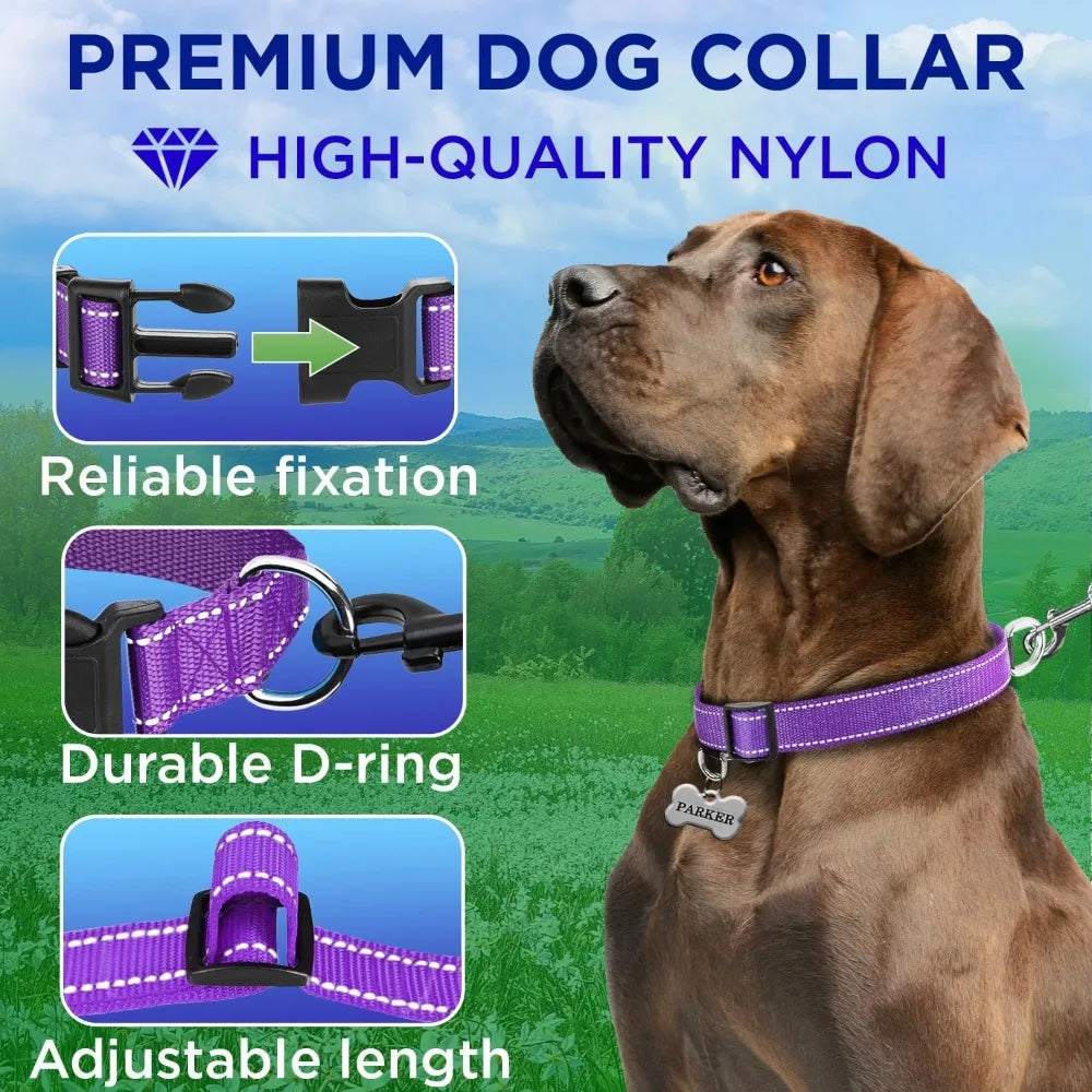 Reflective Dog Collar β Violet β S β Basic Nylon Pet Collar οΌQuick Release Buckle οΌ Fits Small, Medium and Large Dogs, Puppies
