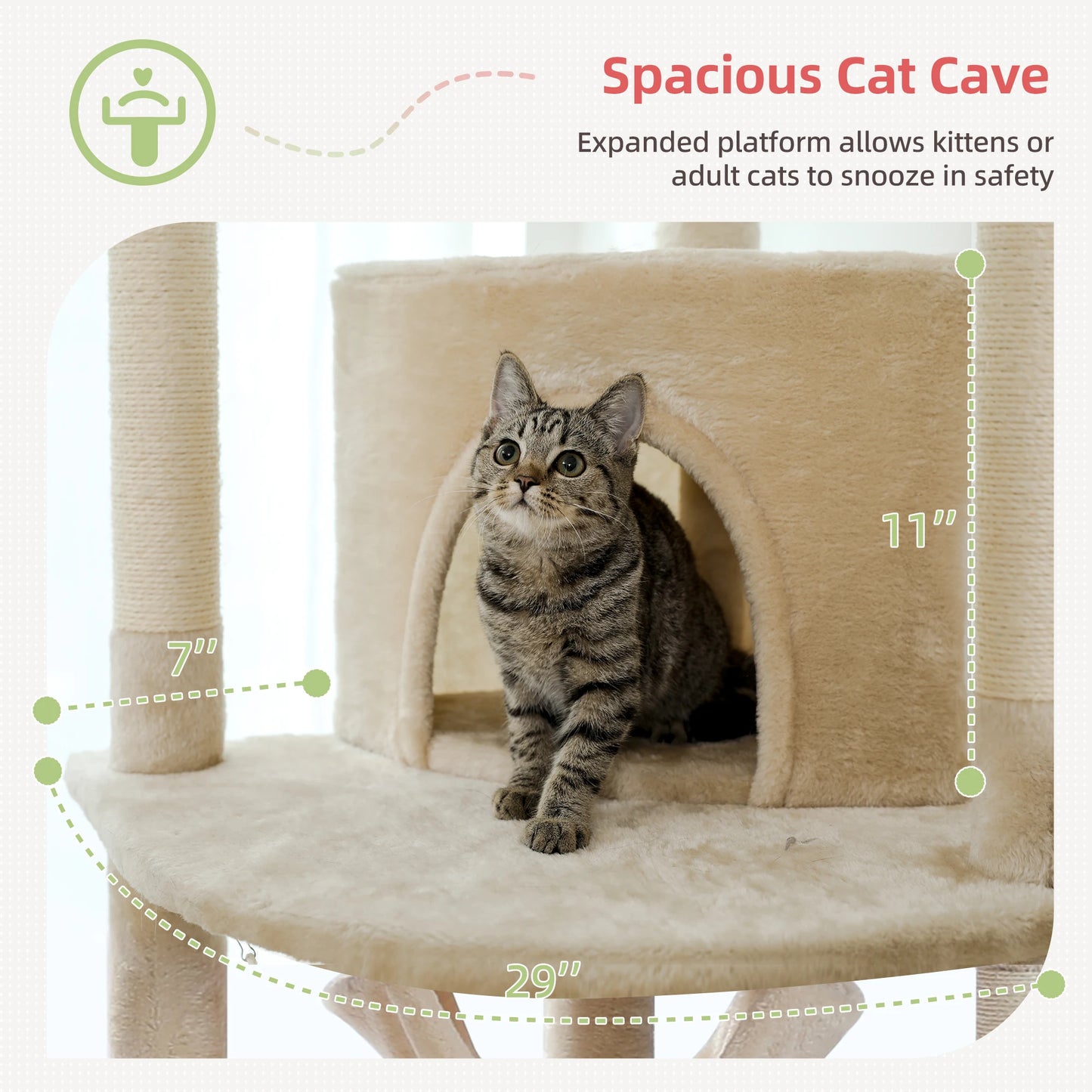 Adjustable Floor To Ceiling Cat Tree With Cozy Condo