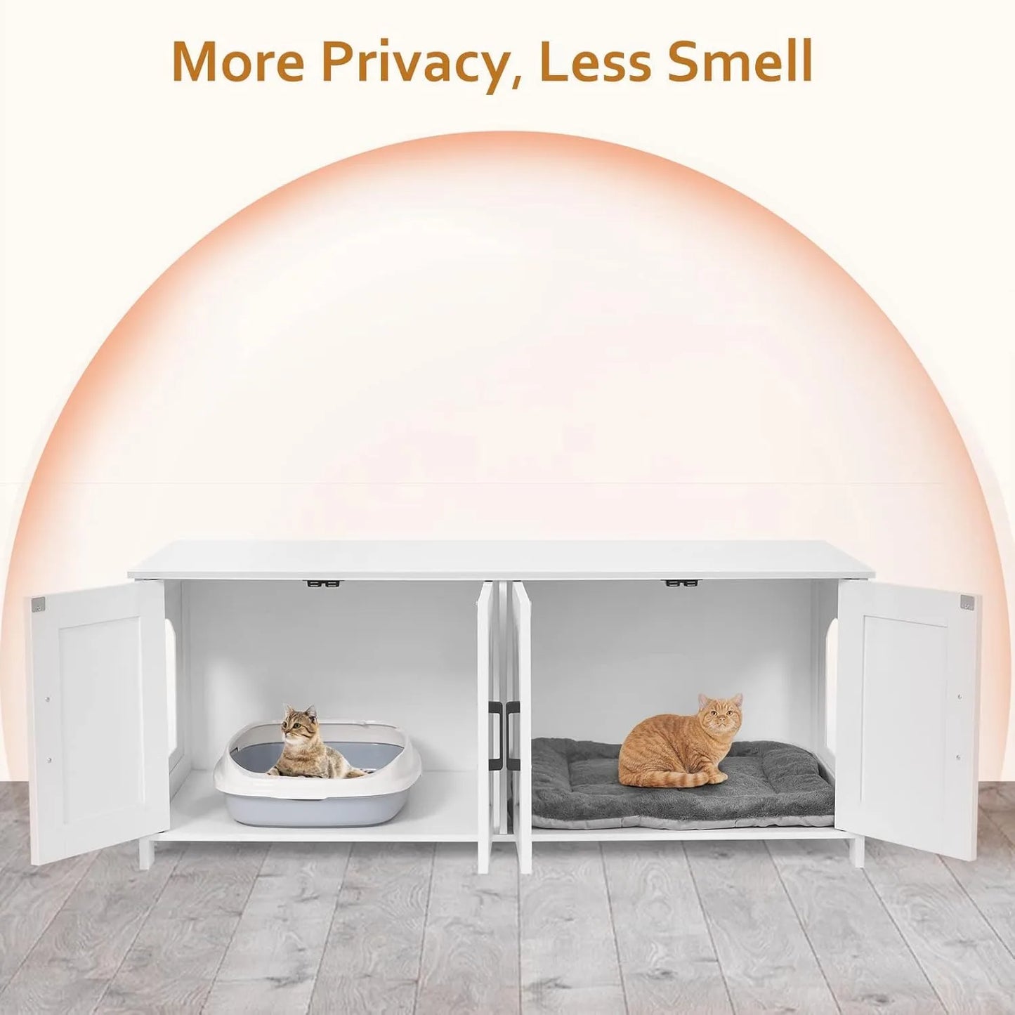 Cat Litter Box Enclosure For 2 cats, Litter Box Furniture Hidden Double Room,Wooden Cat Washroom Furniture,Cat Hous