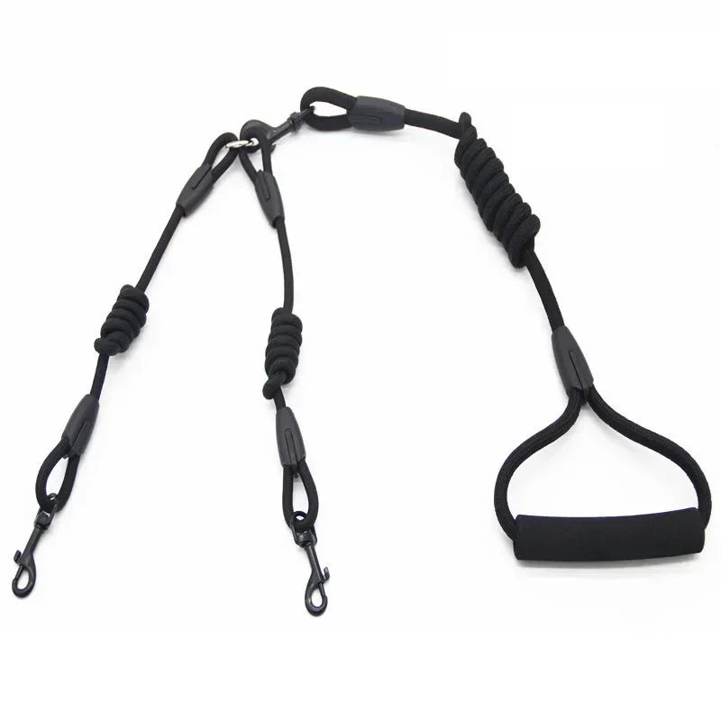 Double Dog Leash Coupler For Small Pets Nylon Black
