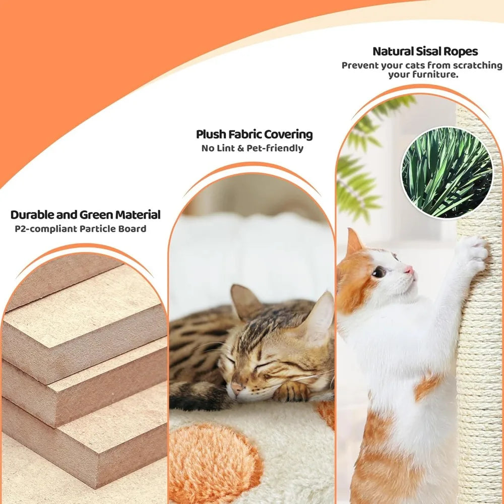 Yaheetech 57.5in Cat Tree Tower, Multi-Functional Activity Center w/Cat Paw-Shaped Platform, Scratching Posts, 2 Condos and Dang