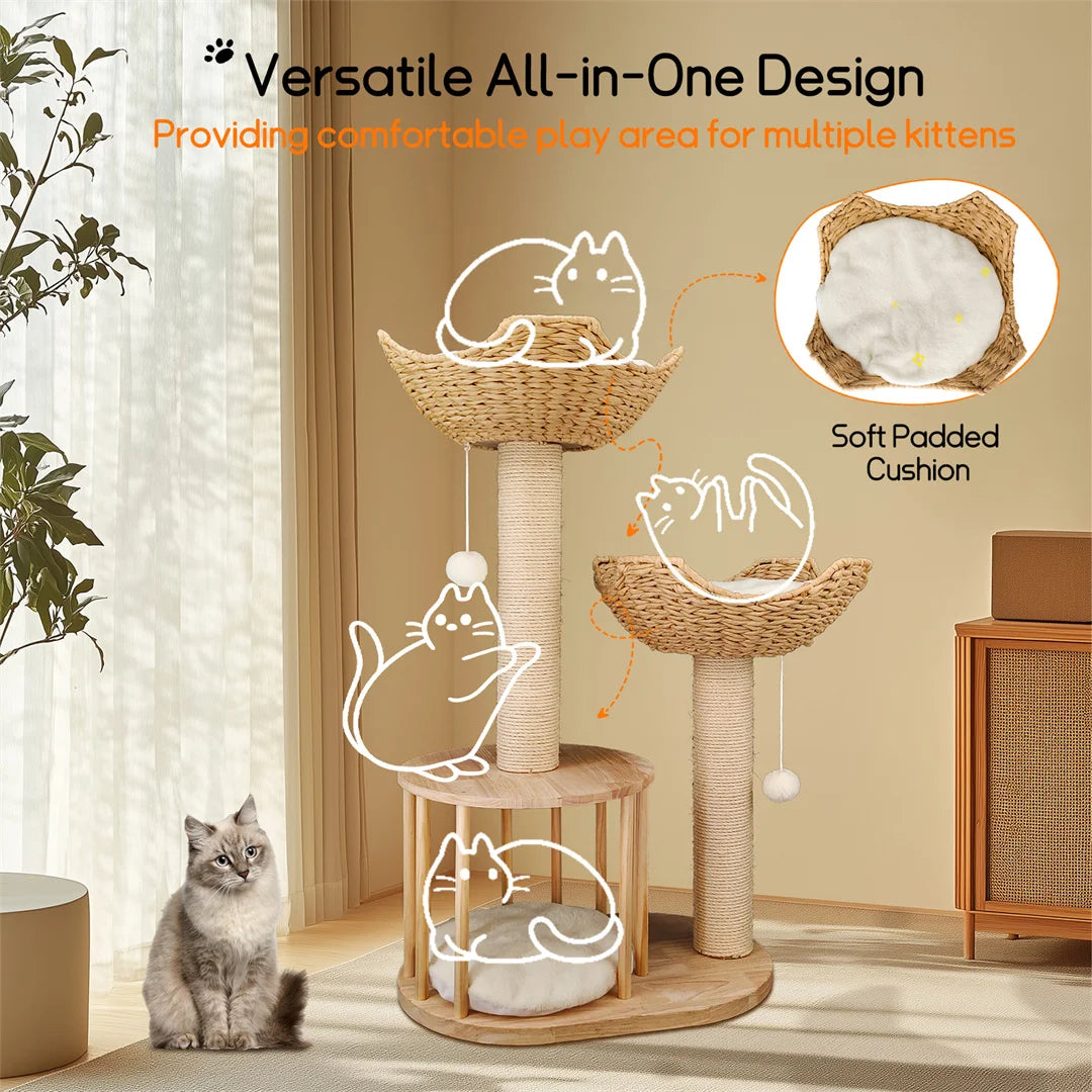 Cat Climbing Tree 3 Tier Activity Center For Indoor Kittens