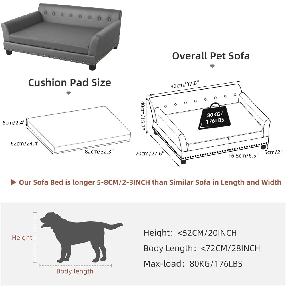 BORWARTC Heavy Duty Pet Sofa Bed Raised Dog And Cat Couch
