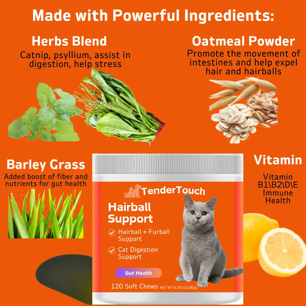 TenderTouch Cat Hairball Support Chews 120 Count 180g
