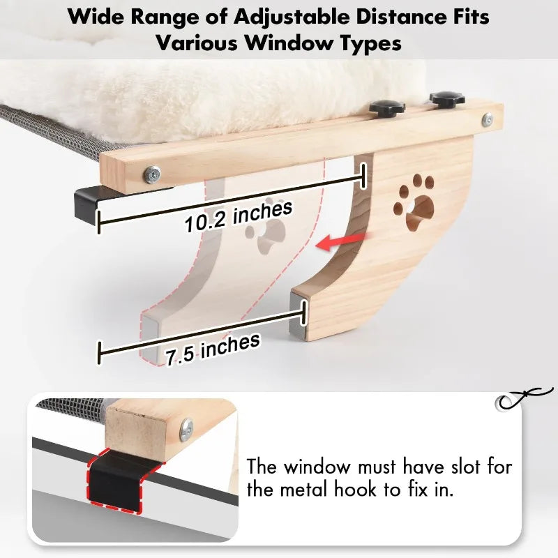 Cat Window Perch Hammock Bed With Wood And Metal Frame