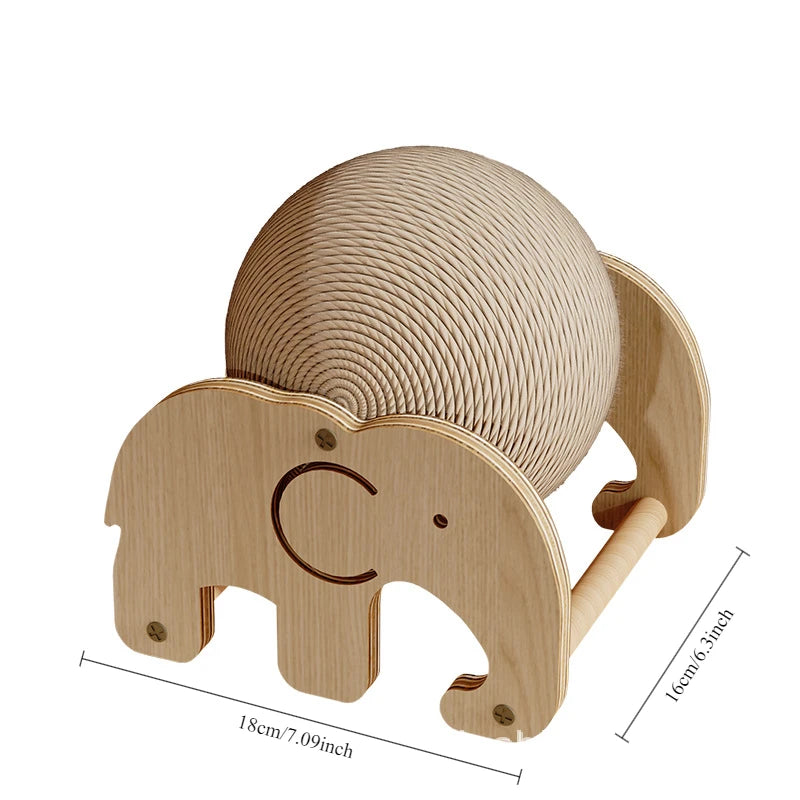 Sisal Cat Scratch Ball Board Toy With Elephant Windmill