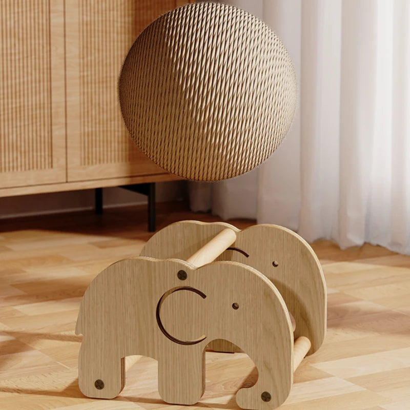 Sisal Cat Scratch Ball Board Toy With Elephant Windmill