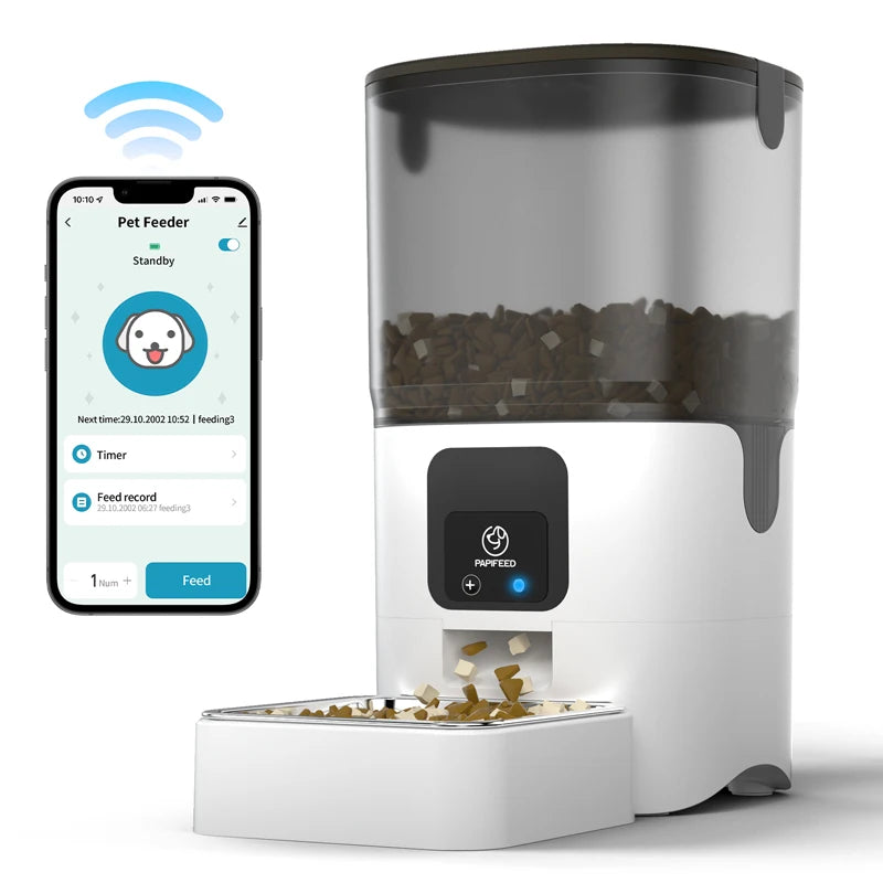 PAPIFEED Smart Cat Feeder With WiFi Timed Dispensing 6L