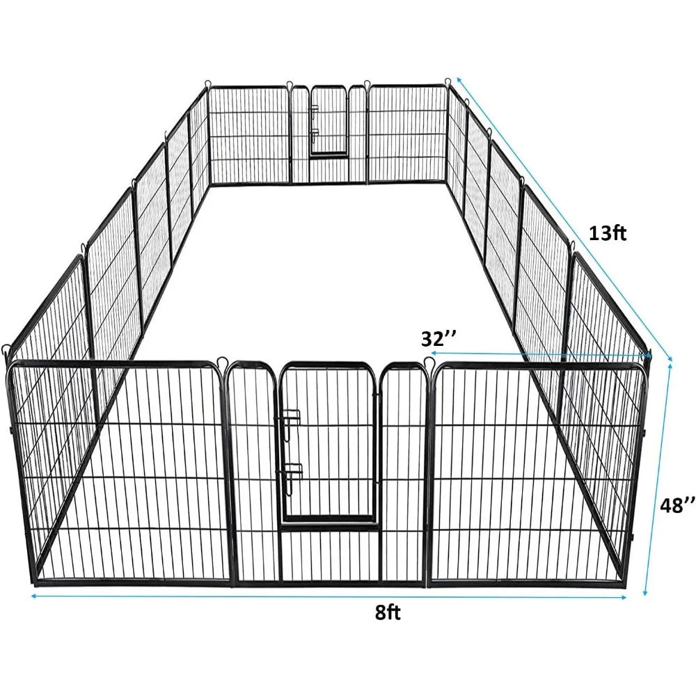 16 Panel Metal Dog Playpen 48 Inch Foldable Fence Enclosure
