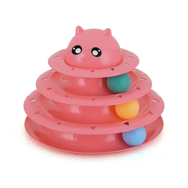 DIAMRICN Interactive Cat Toy Tower With Rotating Balls 3 Levels