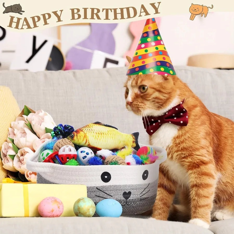 58 Pcs Cat Toys Set Colorful Flashing Crinkle Balls Bells