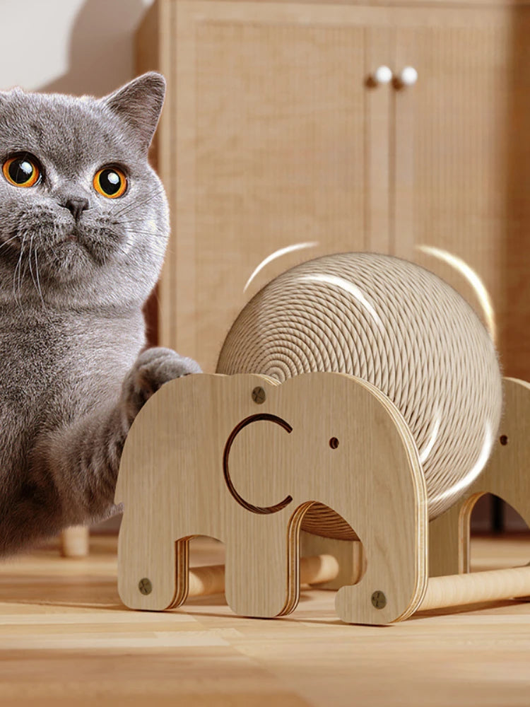 Sisal Cat Scratch Ball Board Toy With Elephant Windmill