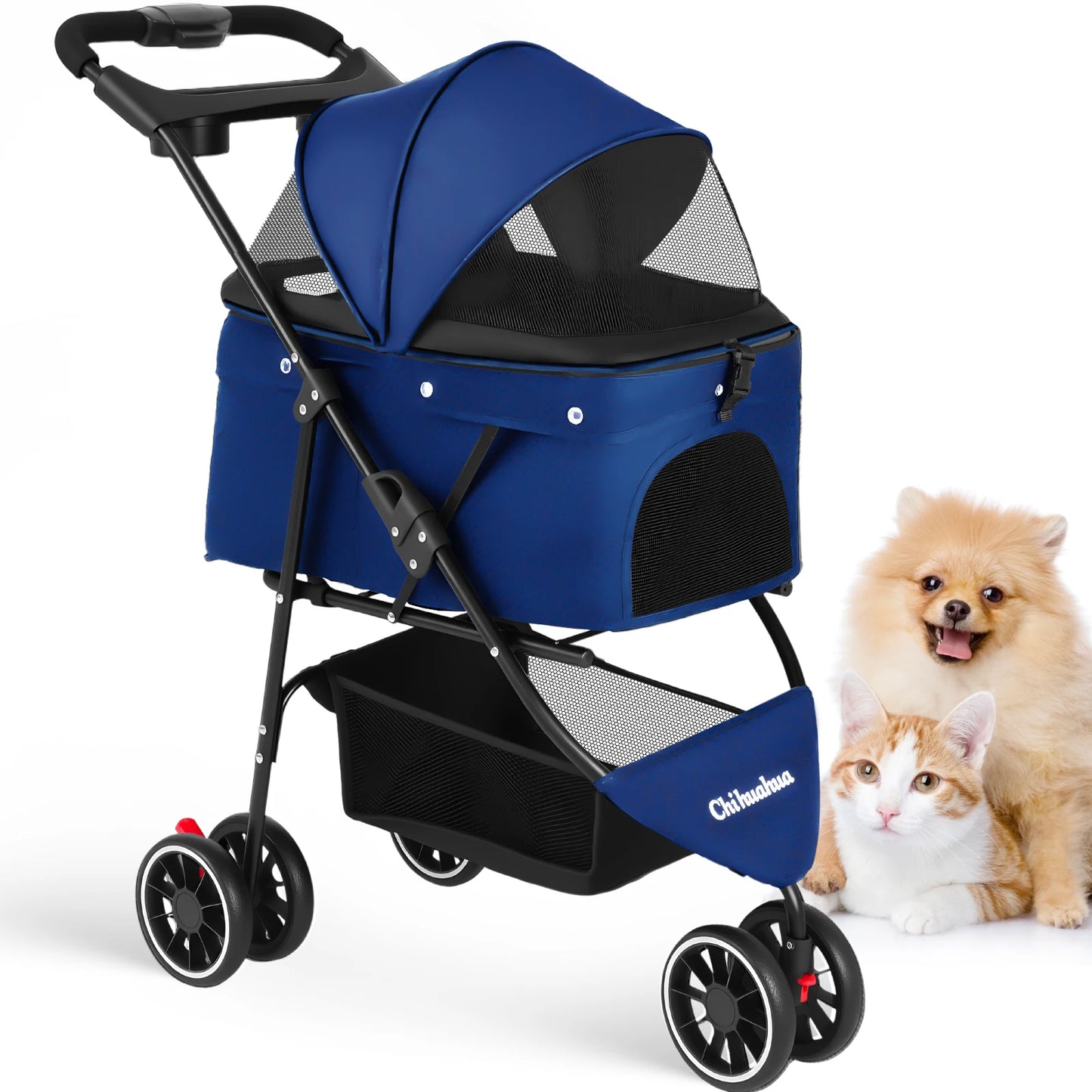Chihuahua Pet Stroller For Dogs And Cats Foldable Carrier