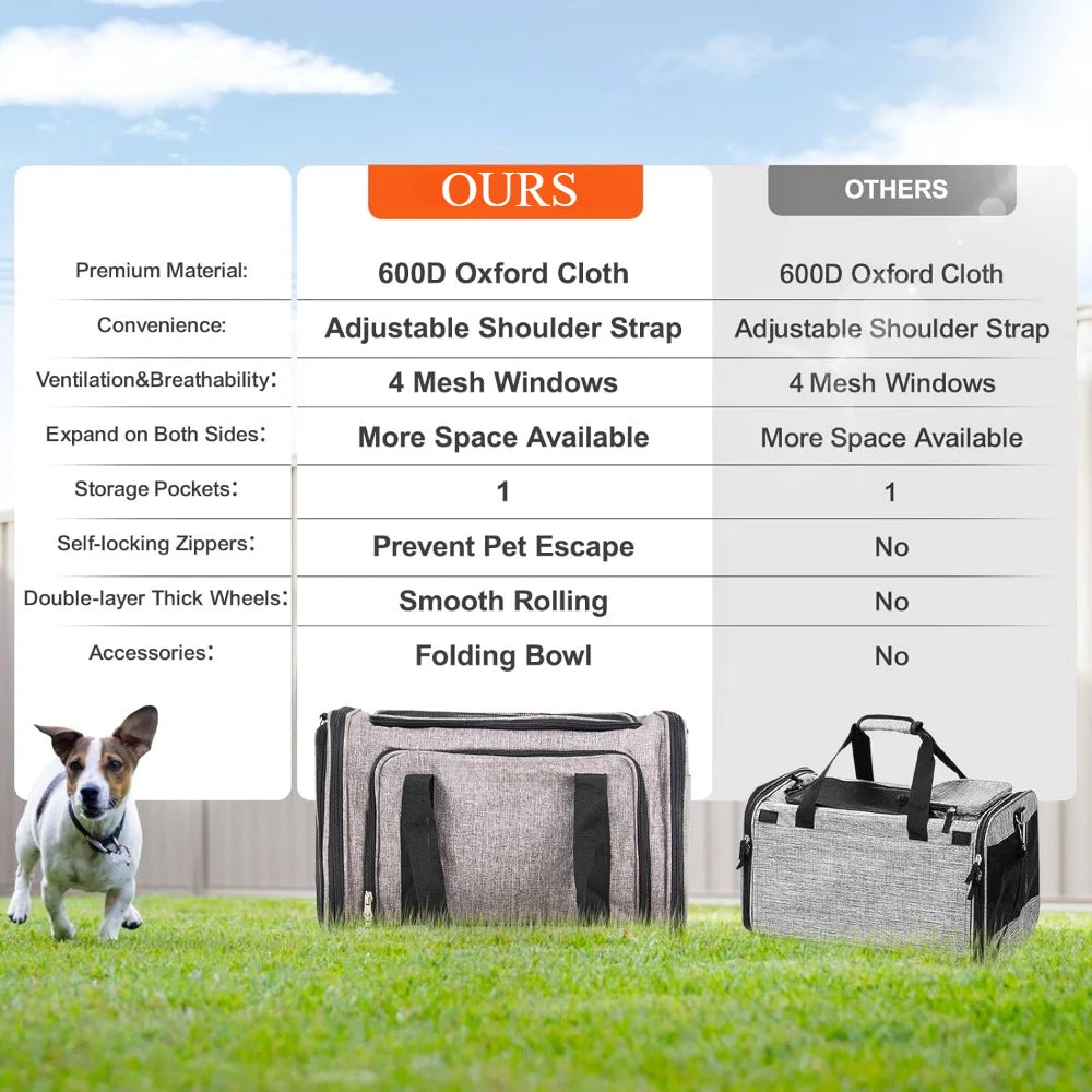 Airline Approved Expandable Pet Carrier with Wheels