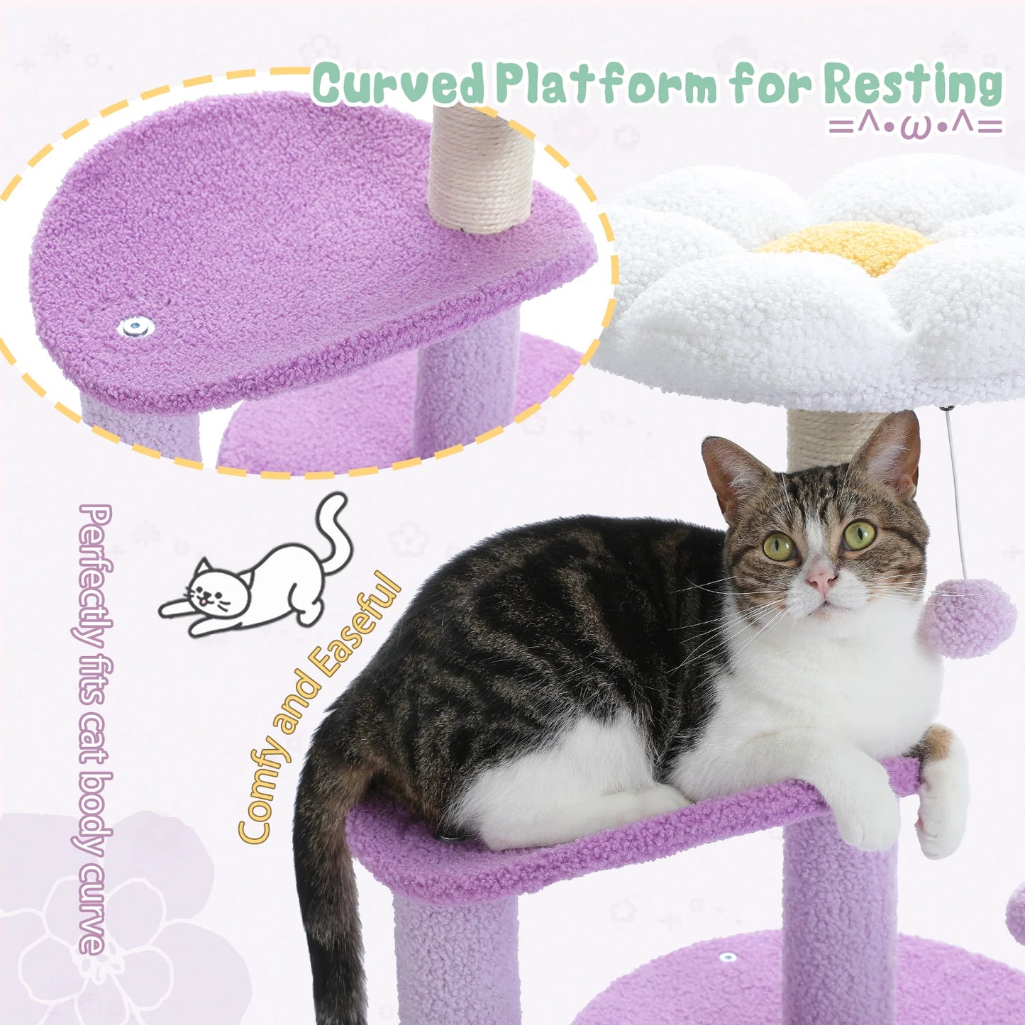 Flower Cat Tree Indoor Cats Small Tower With Sisal Post