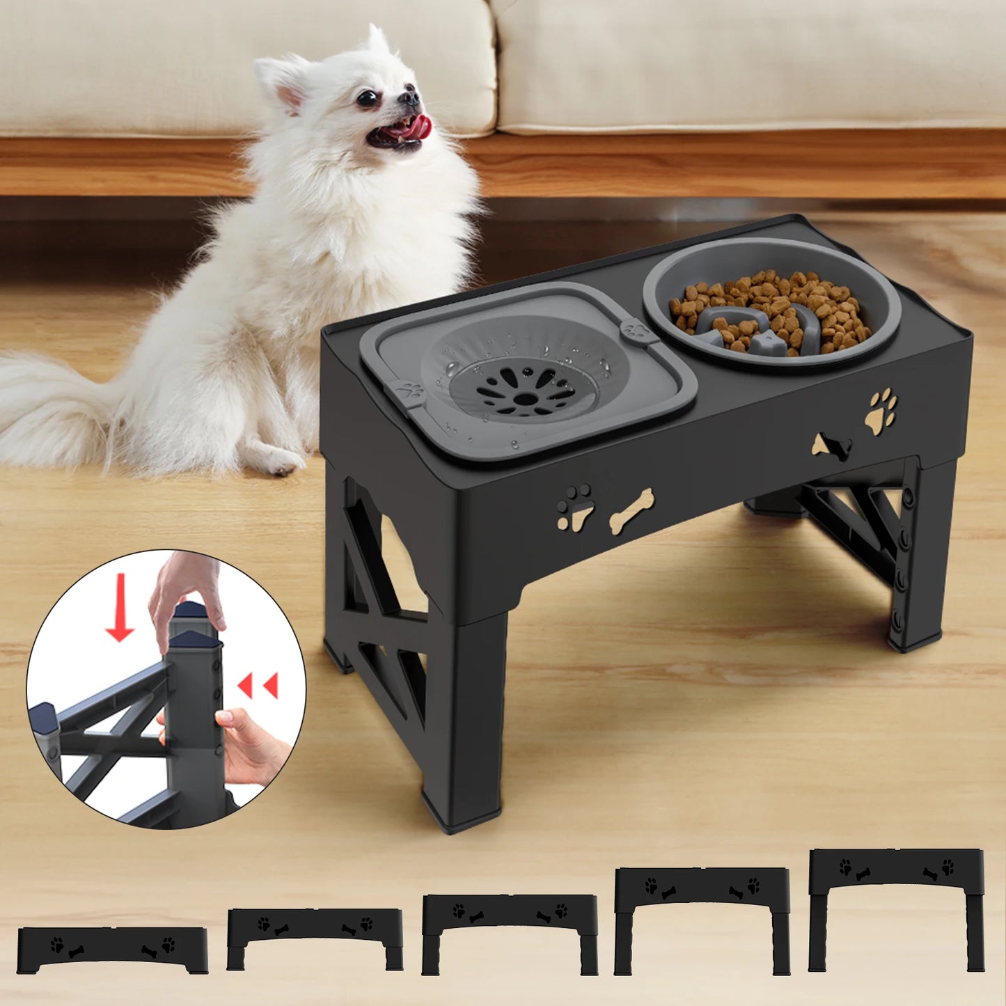 Feature 3 in 1 Pet Feeder Slow Bowls Double Bowls Foldable