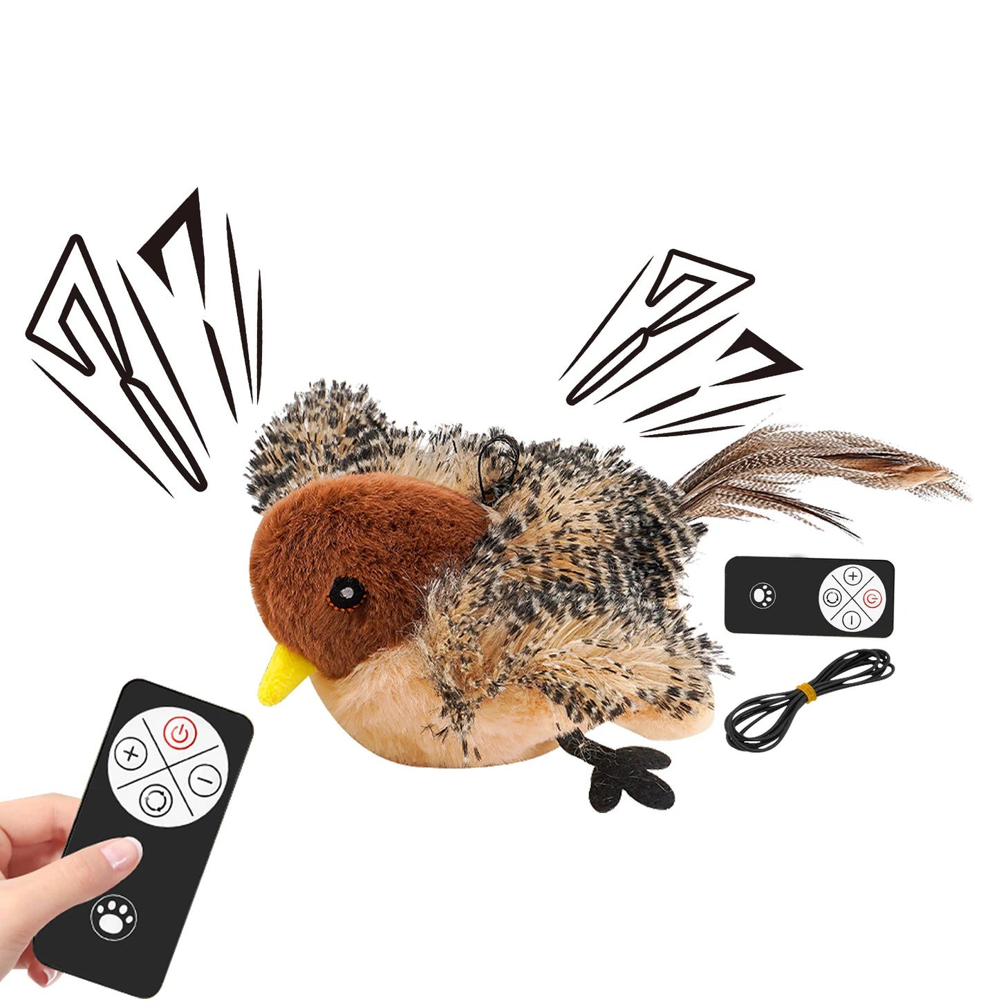 Remote Control Chirping Bird Plush Toy For Kitten And Cat