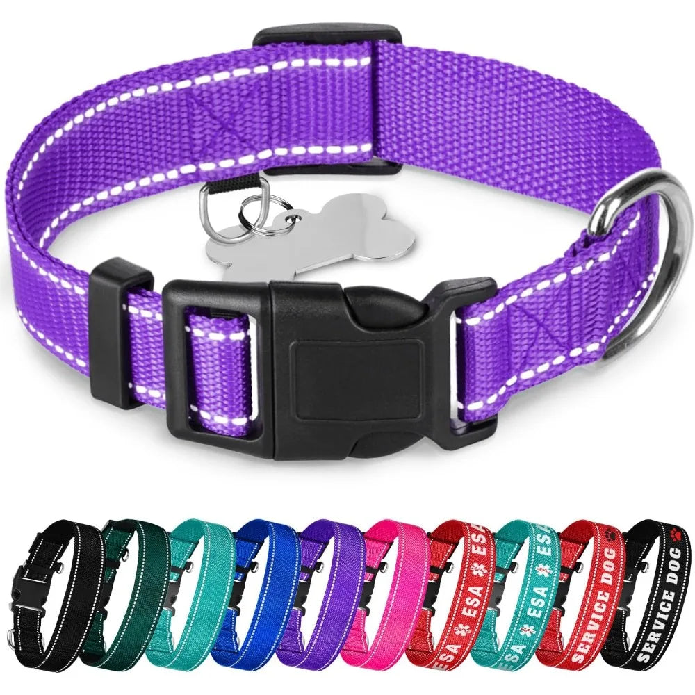 Reflective Dog Collar β Violet β S β Basic Nylon Pet Collar οΌQuick Release Buckle οΌ Fits Small, Medium and Large Dogs, Puppies