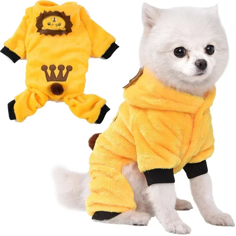 Soft Fleece Dog Jumpsuit Thickened Clothing for Small Dogs
