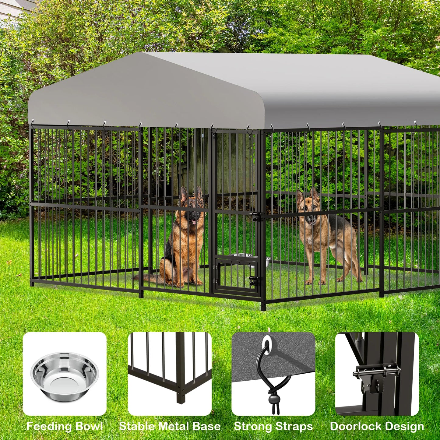 Large Outdoor Dog Kennel Heavy Duty With Roof And Locks