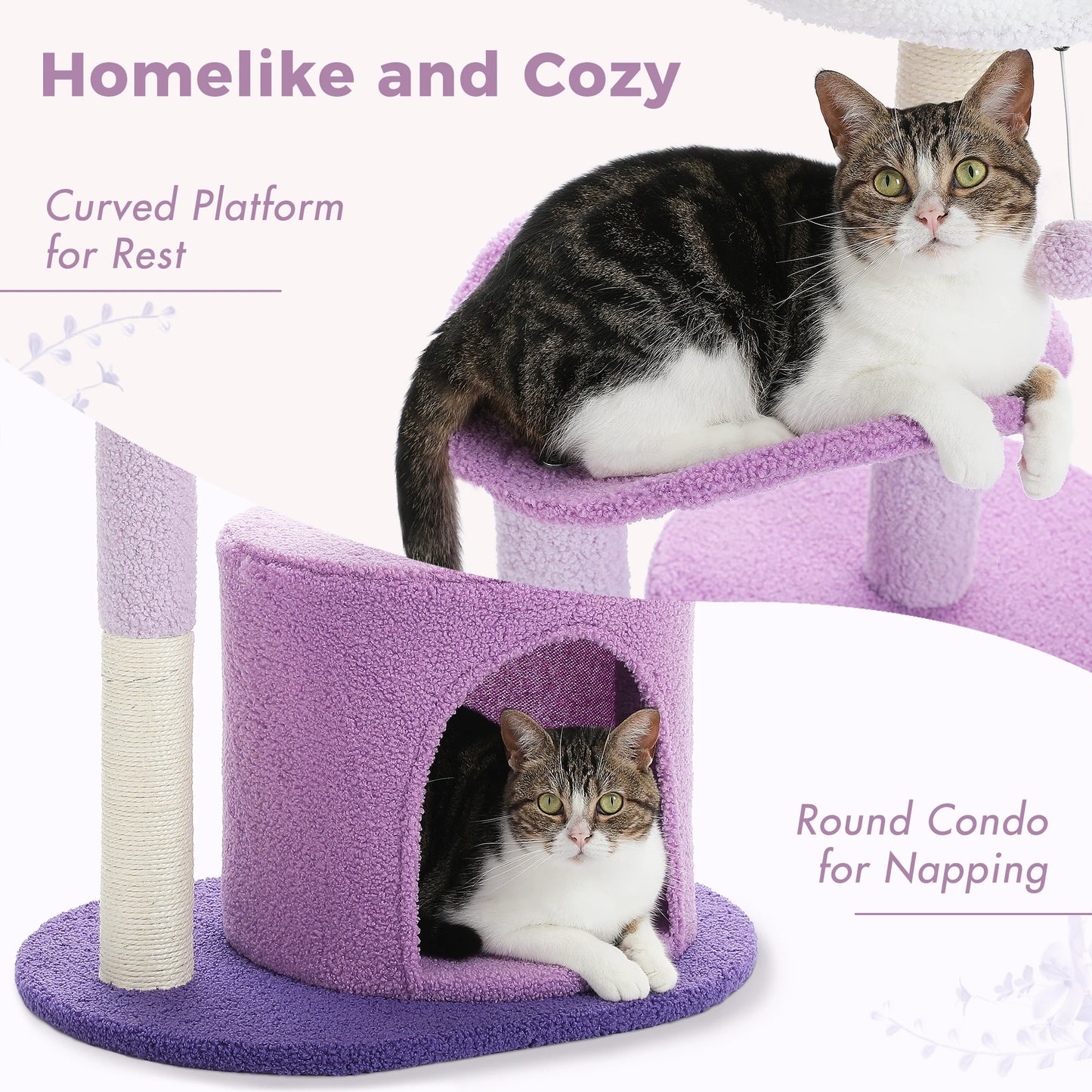 Cactus Cat Tree With Cozy Curved Perch And Scratching Post