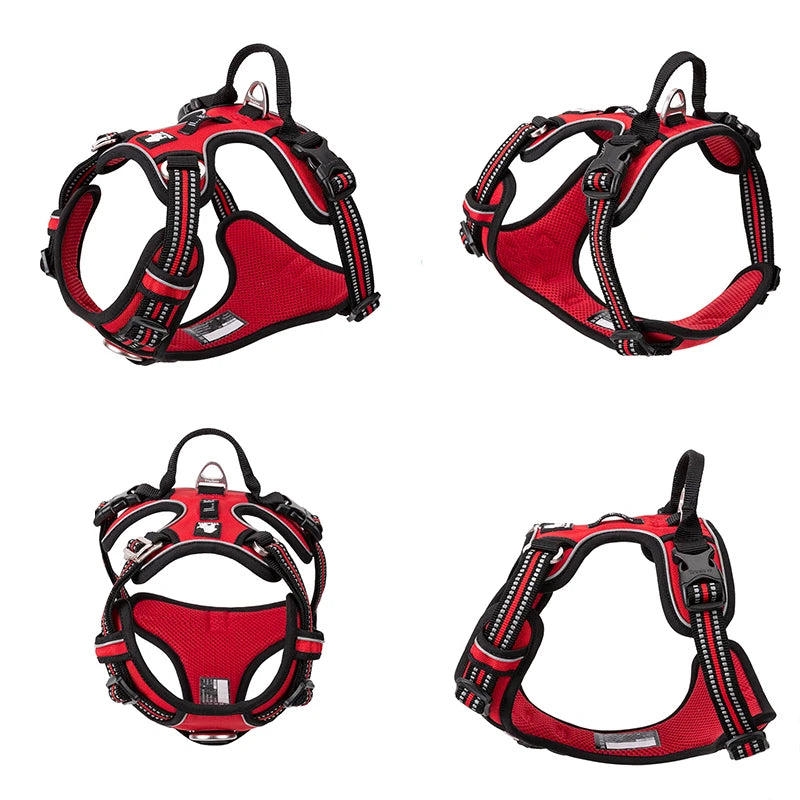 TRUELOVECN Reflective Nylon Dog Harness No Pull Adjustable