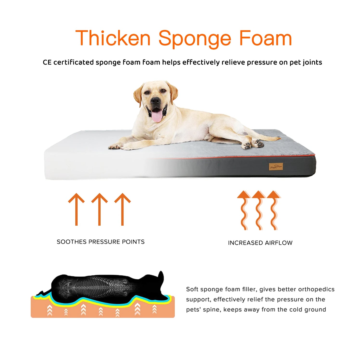 BINGOPAW Orthopedic Dog Bed Memory Foam Waterproof Cover