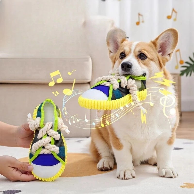 Dog Squeak Toy Teeth Grinding Chew Toy With Cotton Rope