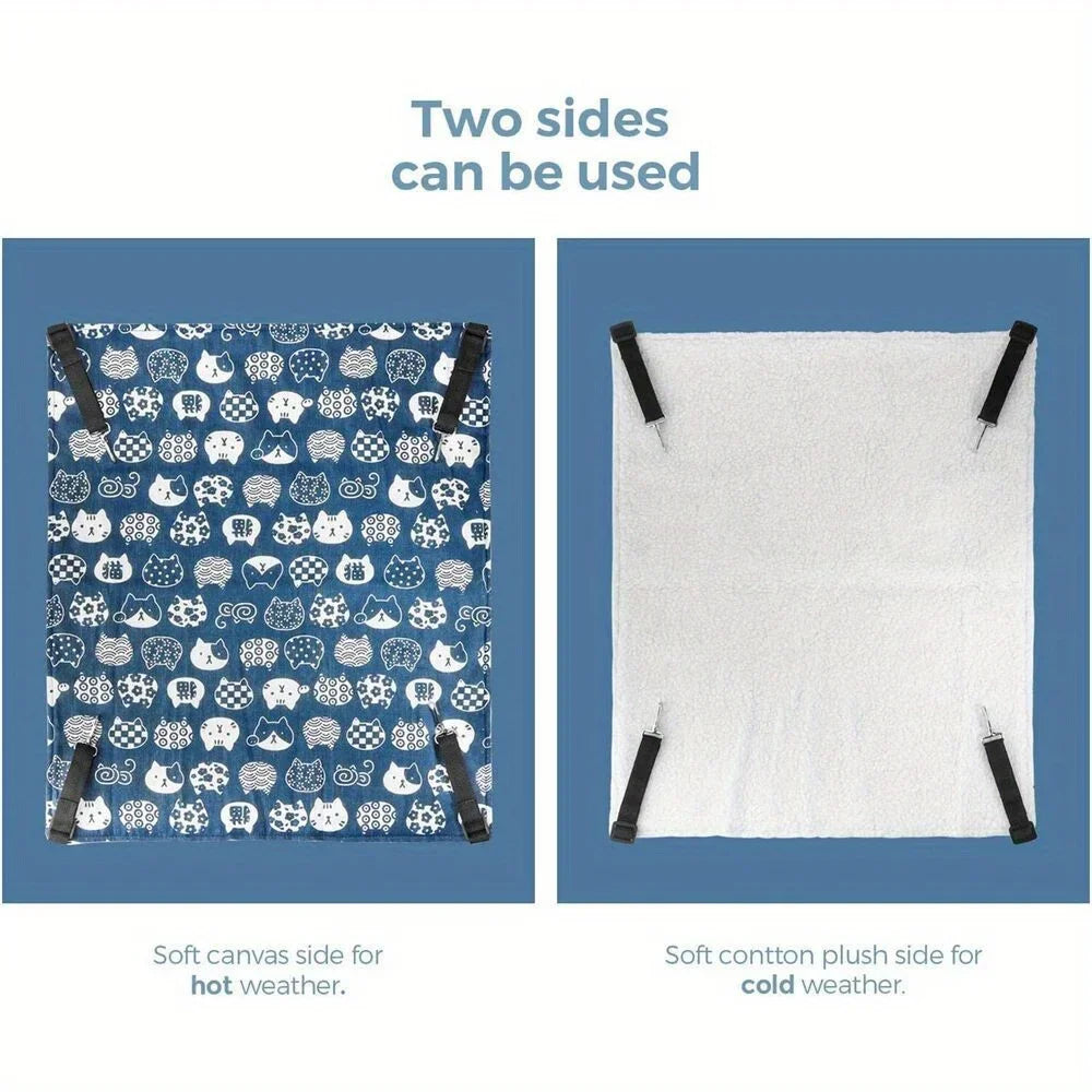 Two Pack Reversible Cat Hammock Bed Breathable Pet Cage