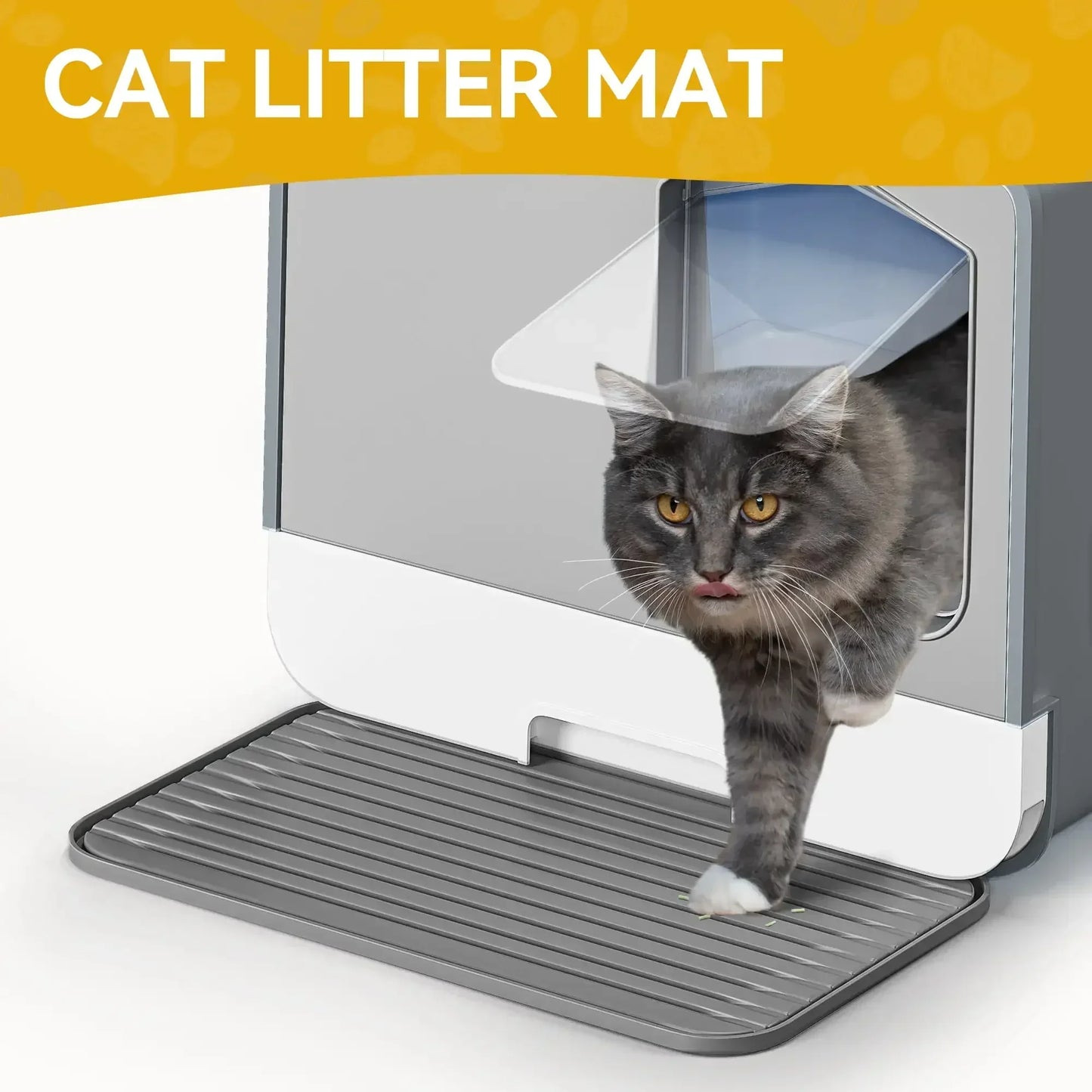 Oversized hooded cat litter box with odor control, spoon, mat, easy to clean, grey， litter box ， cat litter box