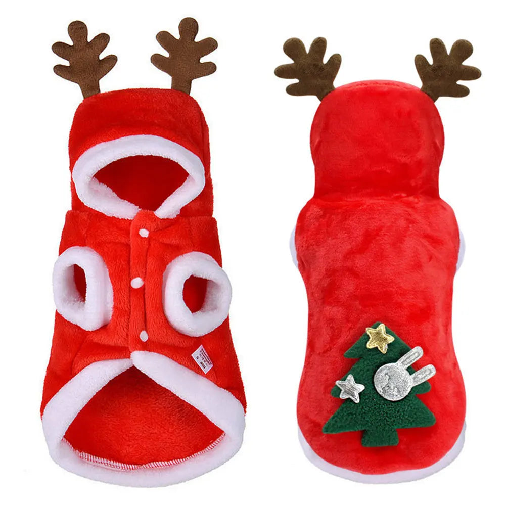Alloet Christmas Elk Dog Hoodie Costume For Winter Warmth
