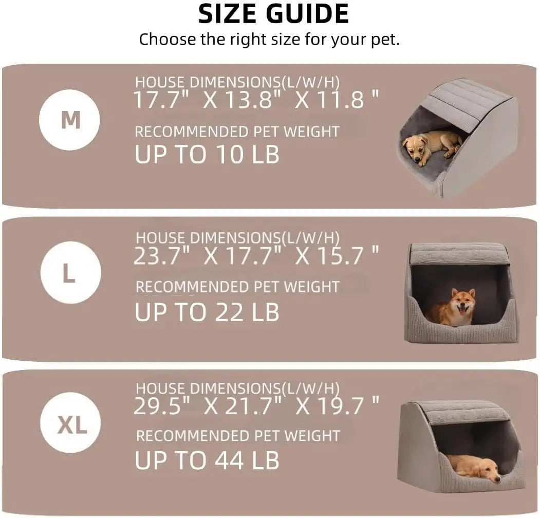 Memory Foam Dog Bed House Cave With Non Slip Bottom