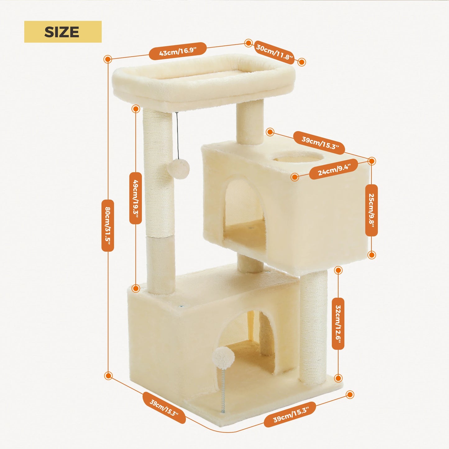 PAWZ Road Cat Tree Tower With Top Perch Interactive Ball