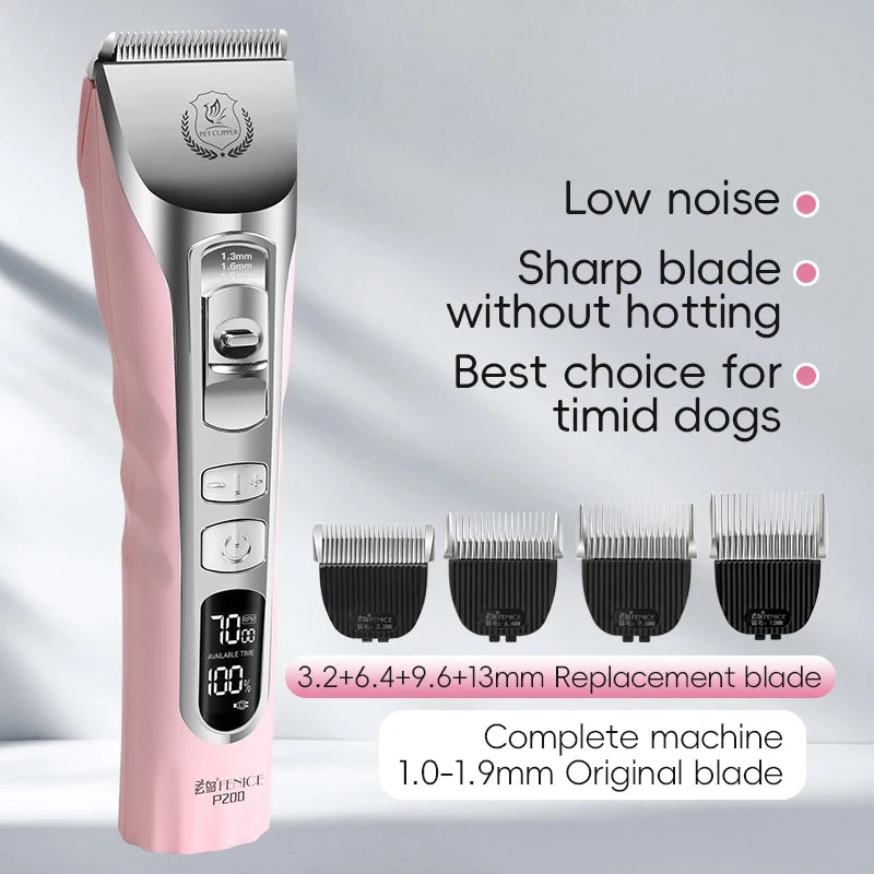 Fenice 5000mA Cordless Dog Grooming Clippers LCD Screen