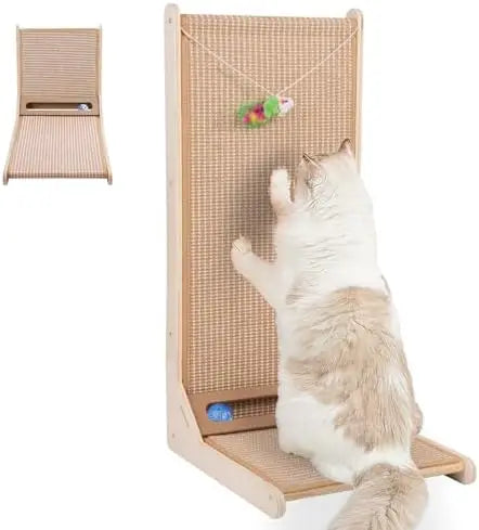 Yungaspy Wooden Sisal Cat Scratcher Indoor L Shaped Scratch Pad