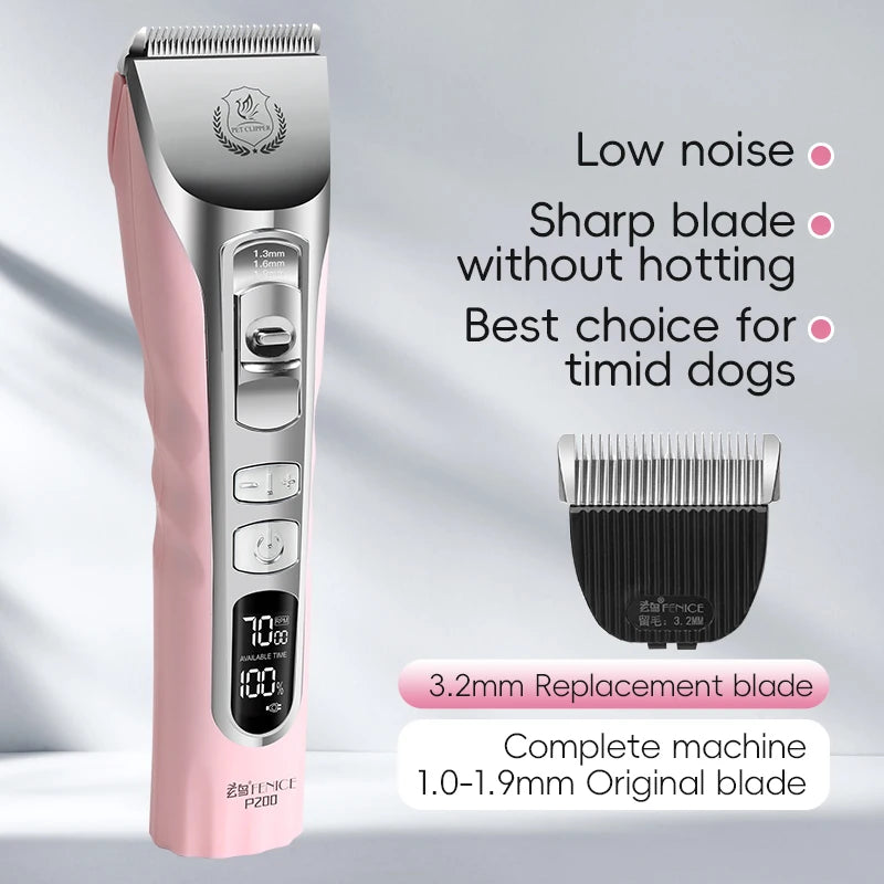 Fenice 5000mA Cordless Dog Grooming Clippers LCD Screen
