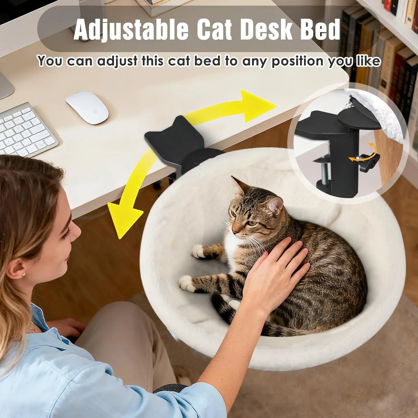 IPOW Heavy Duty 180 Degree Rotating Cat Desk Bed With Faux Fur
