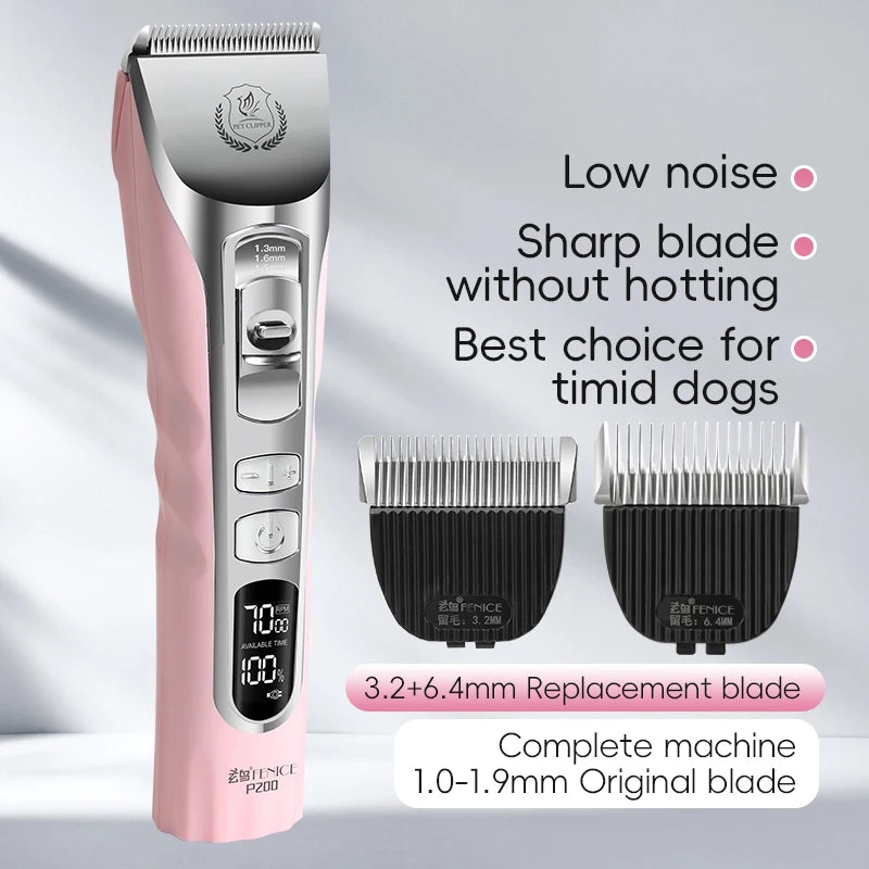 Fenice 5000mA Cordless Dog Grooming Clippers LCD Screen
