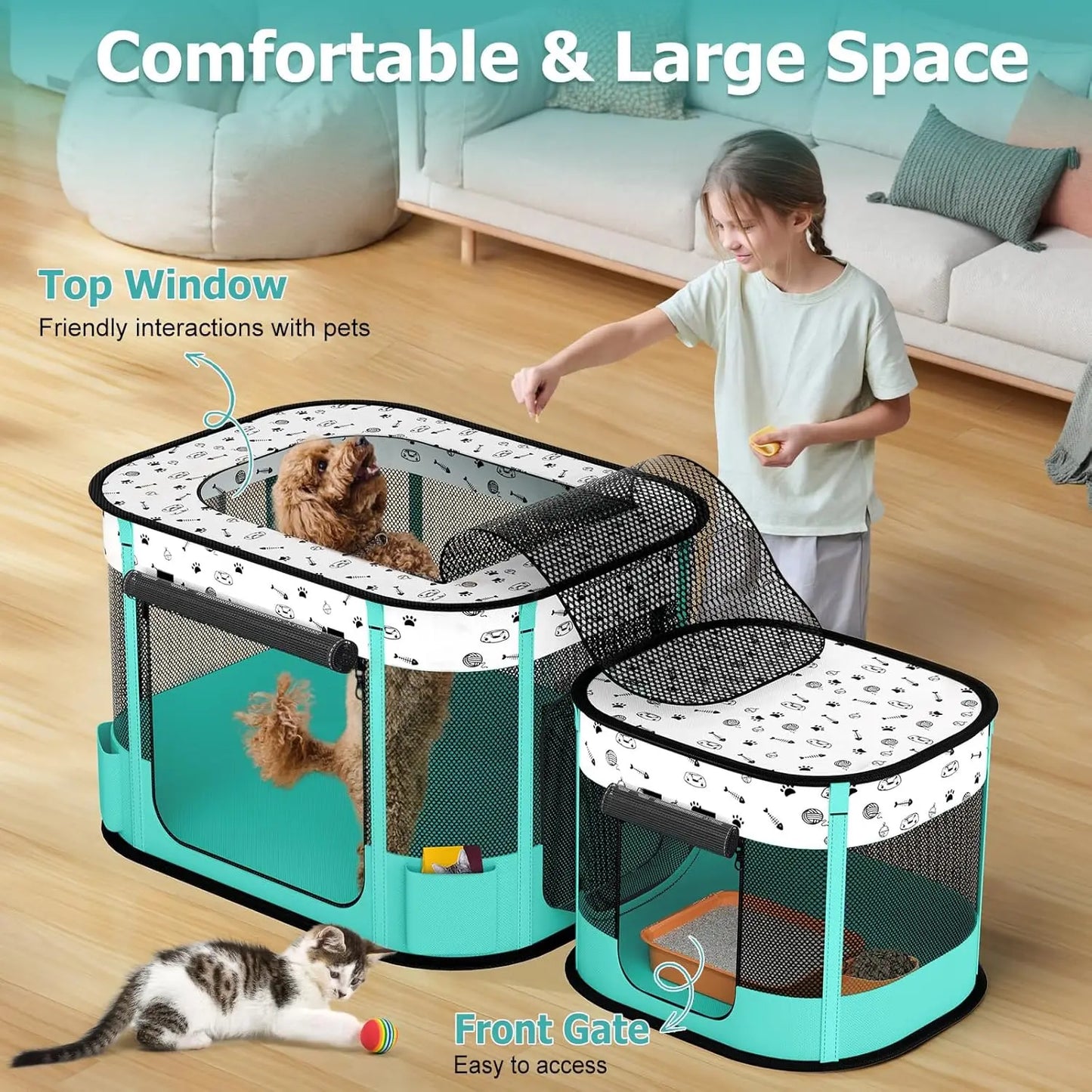 Cat Playpen Foldable Portable Pet Enclosure Indoor Outdoor