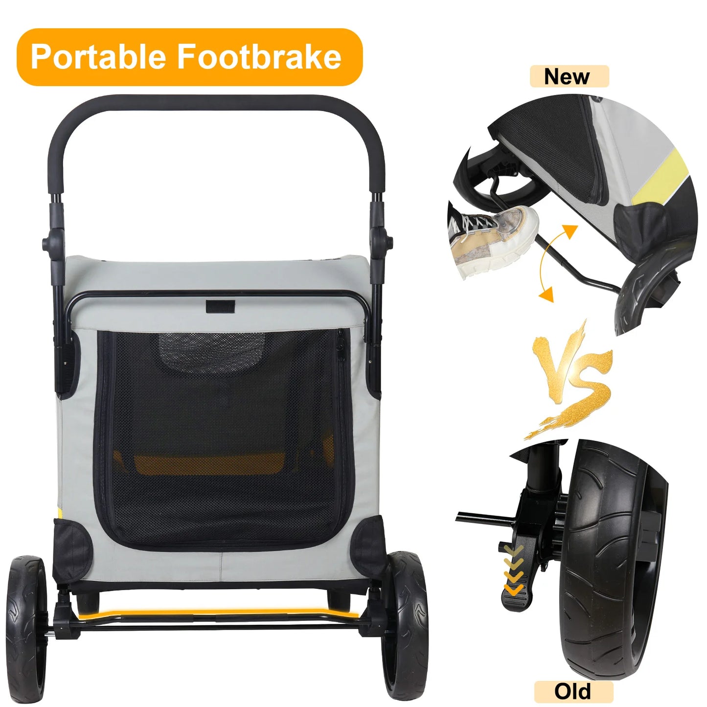 Premium Dog Stroller Pram 4 Wheel Foldable Cart Travel Jogger