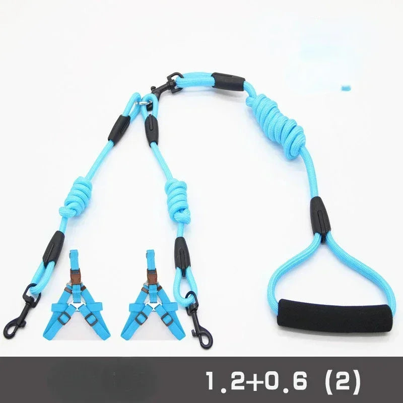 Double Dog Leash Coupler For Small Pets Nylon Black