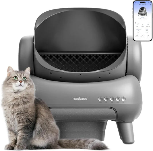 M1 Open-Top Self Cleaning Cat Litter Box, Automatic Cat Litter Box with APP Control, Odor-Free Waste Disposal Includes Trash
