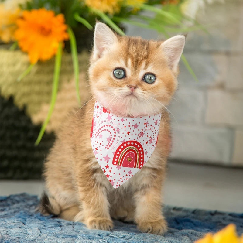 NONECN Valentine Heart Pattern Dog Bandana Washable Nylon Kerchief