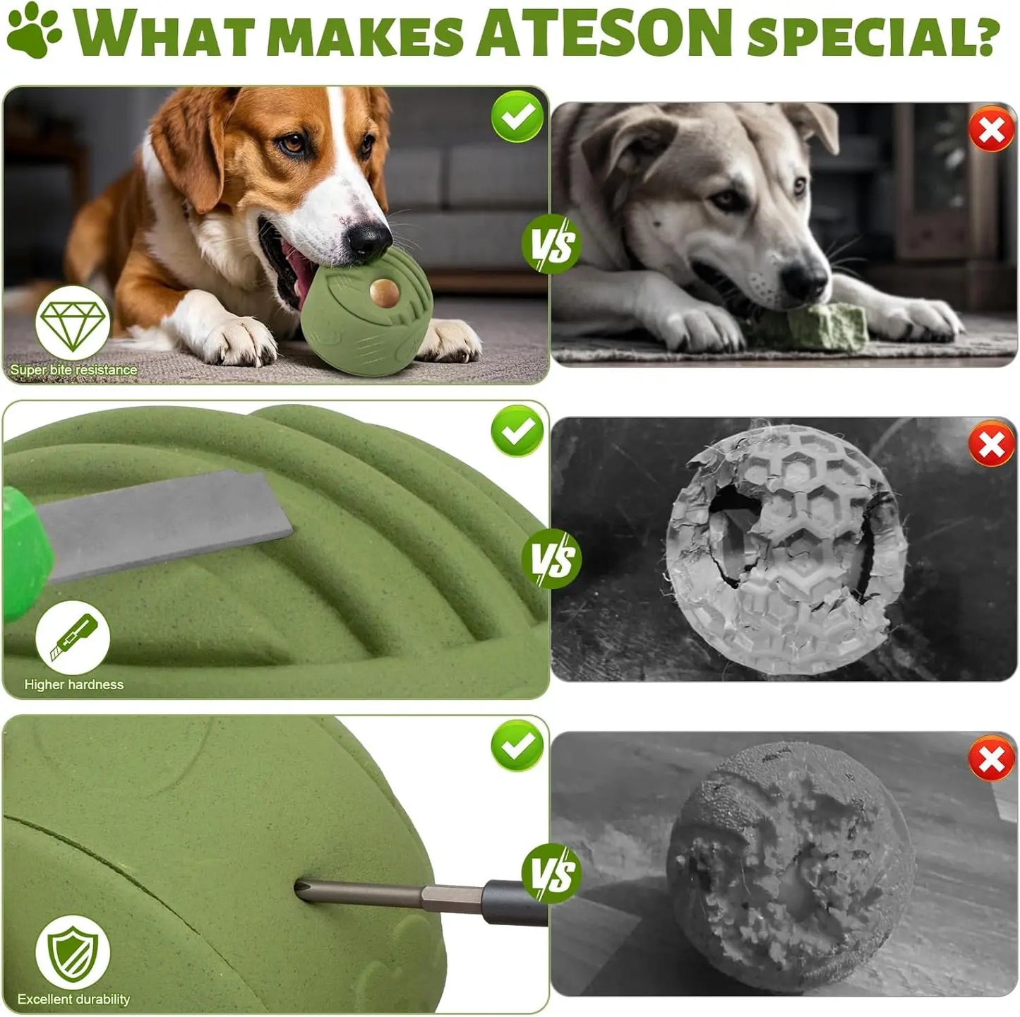 Durable Large Dog Toy 2 Pack Freezable Rubber Chew Mint