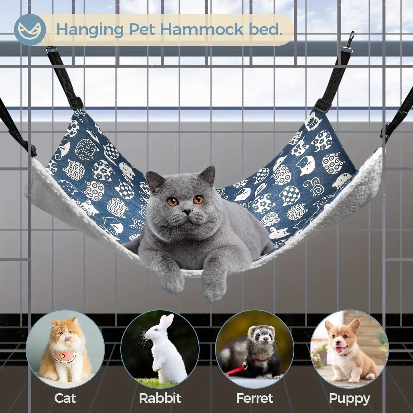 Two Pack Reversible Cat Hammock Bed Breathable Pet Cage