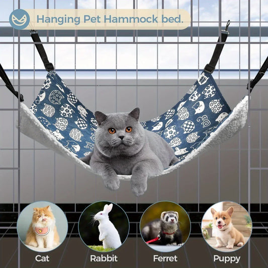 Two Pack Reversible Cat Hammock Bed Breathable Pet Cage