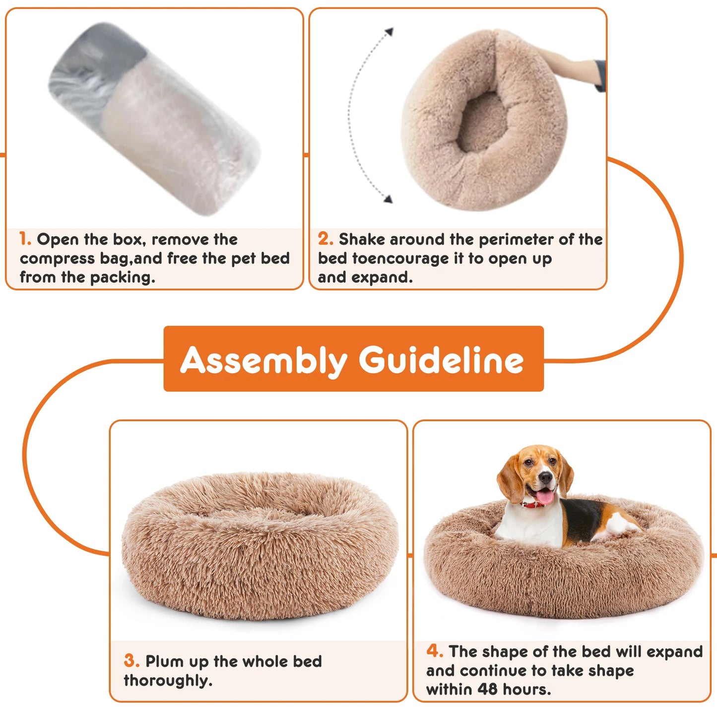 JHK Calming Plush Dog Bed For Ultimate Comfort And Safety