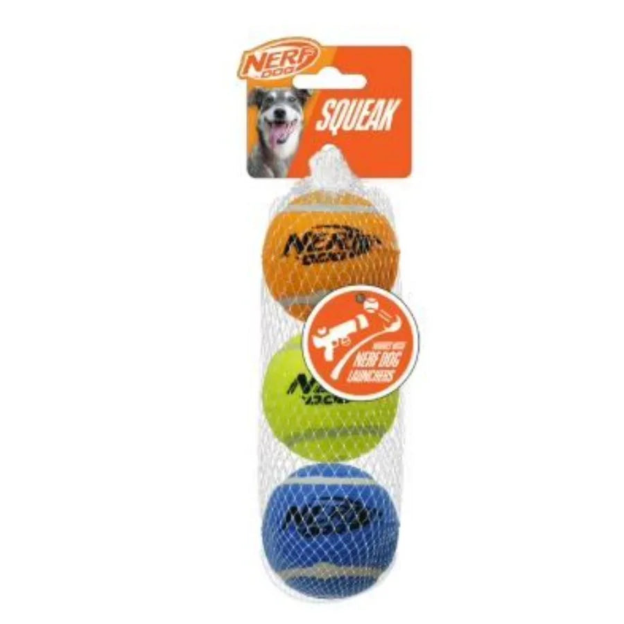 Nerf Dog Squeak Tennis Balls 3 Pack For Fetch Play
